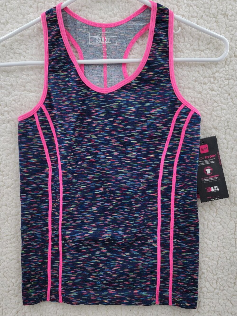 AZL Multi Color Space-Dye Athletic Tank Top Pink S/M